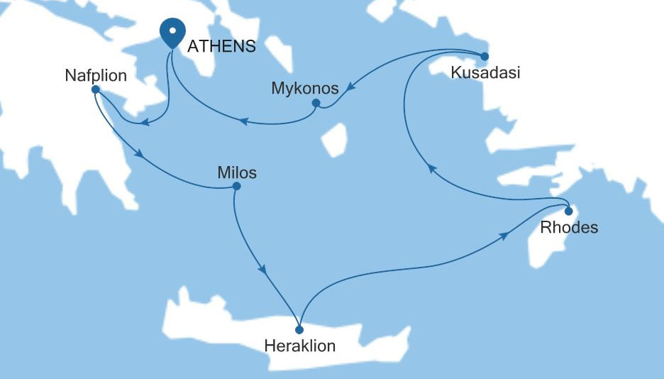 エーゲ海クルーズ地図