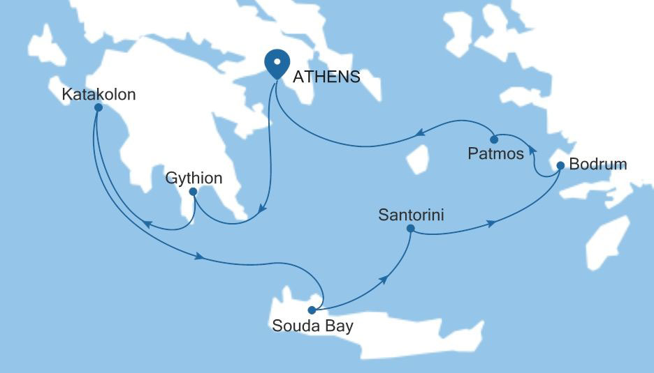 エーゲ海クルーズ地図