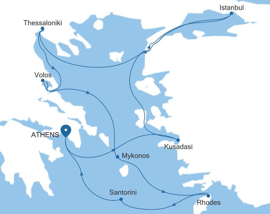 エーゲ海クルーズ地図