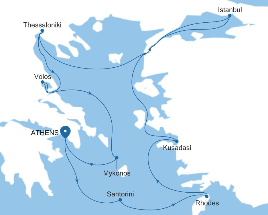 エーゲ海クルーズ地図