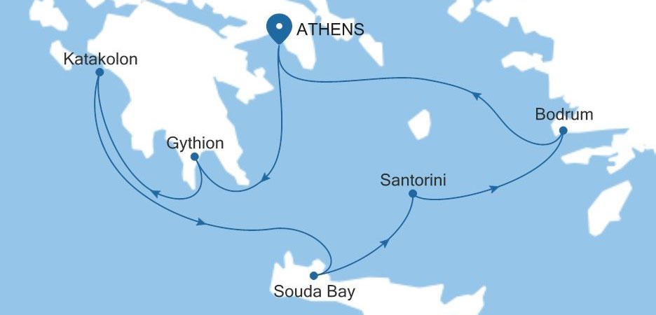 エーゲ海クルーズ地図