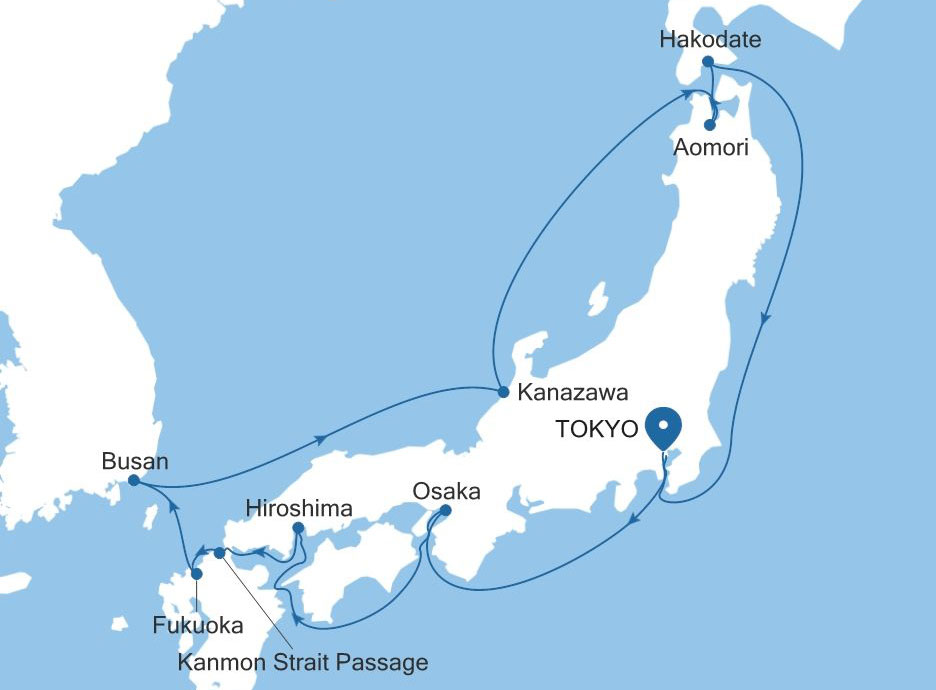 日本一周クルーズ地図