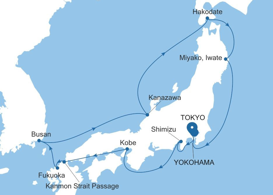 日本一周クルーズ地図